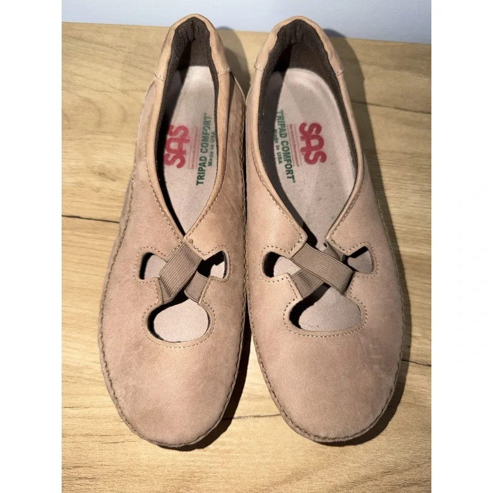 CLEAN EUC SAS Women's Shoes Crissy Praline 8 W WIDE flats Slip On USA Made‎ 1